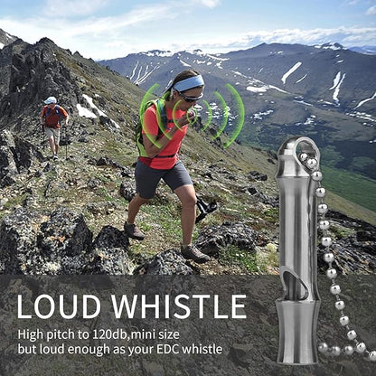 Emergency Whistle,Titanium Whistle EDC Safety Whistle for Outdoor Camping,Loud Survival Whistles Loud up to 120db