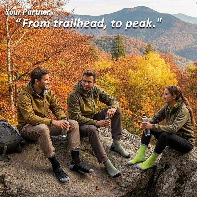 2-Pack Moisture-Wicking Hiking Socks for Men & Women - Quick-Dry, Anti-Blister & Odor Control for Running, Trekking