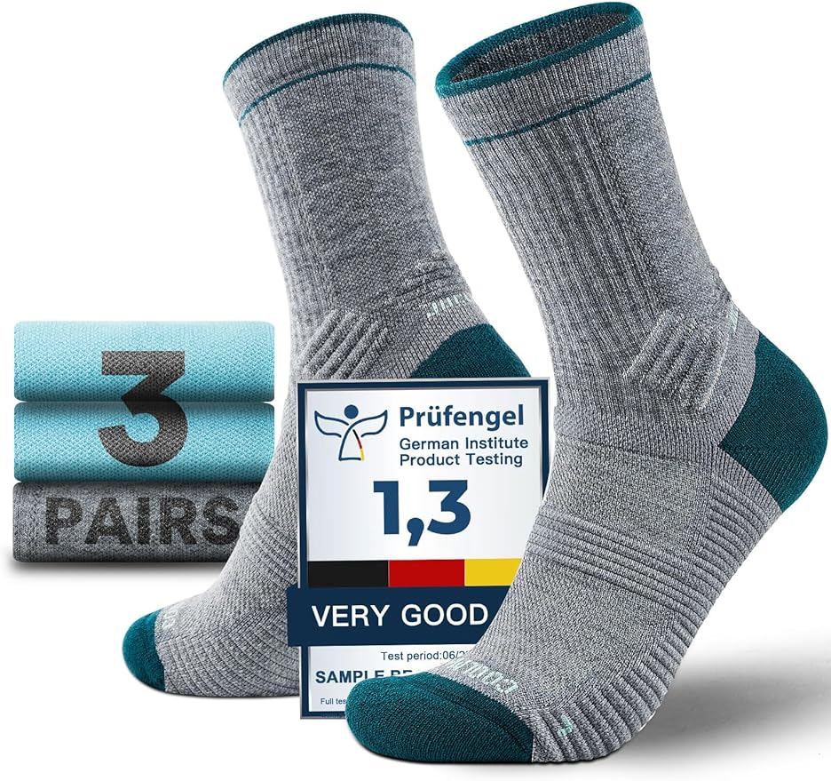 Merino Wool seamless Hiking Socks Moisture Wicking Anti-Blister Breathable Cushioned Compression Womens