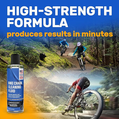 Bicycle Chain & Component Cleaning Fluid - 16oz Chain Degreaser Works in Minutes - Made in USA - Compatible With All Chain Scrubbers Or Apply Directly To Chain - Bike, Motorcycle & Chainsaw Chains