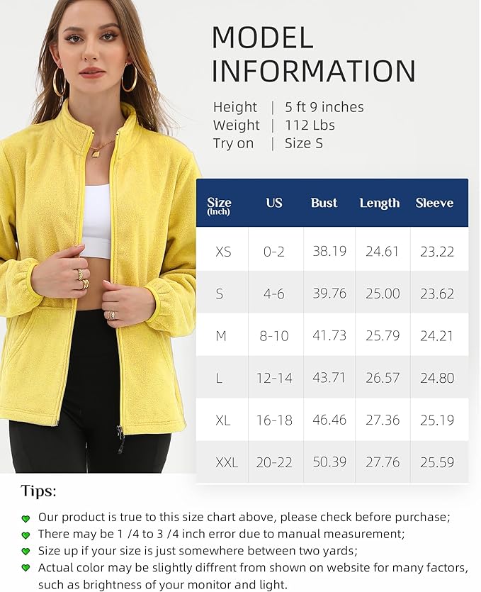 Argstar Women's Fleece Jacket with 6 Pockets (XS-2XL)