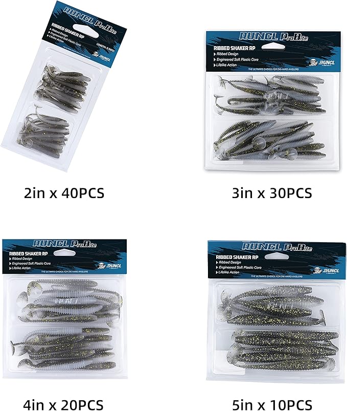 RUNCL Swimbaits Paddle 10/20/30/40PCS, 5/4/3/2 Inchs Paddle Tail, Soft Lure for Trout Crappie Bass, Durable Plastic Bait Swimmer for Saltwater/Freshwater, Fishing Lover's Gift