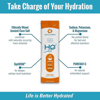 Cellutrex® H2O Electrolytes – Electrolyte Powder Drink Mix, Zero Sugar, Natural Salt Hydration Packets for Recovery and Wellness, Orange, 20 Sticks