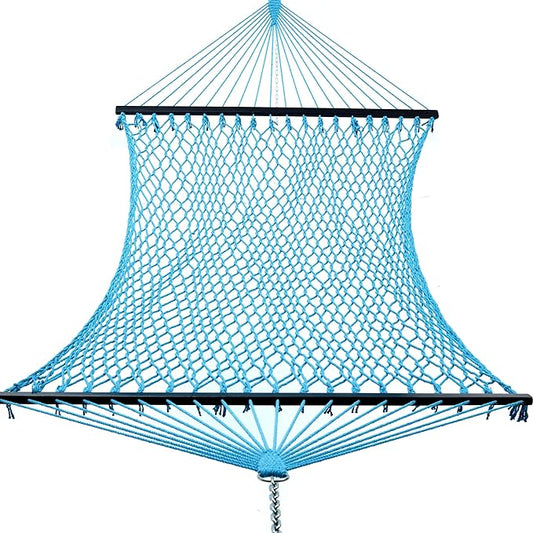 14ft Cotton Rope Hammocks for 2 Person (Aqua, Queen)