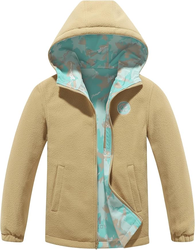 MGEOY Boys Girls Rain Jackets Lightweight Waterproof Hooded Raincoats Windbreakers for Kids 4-14Y