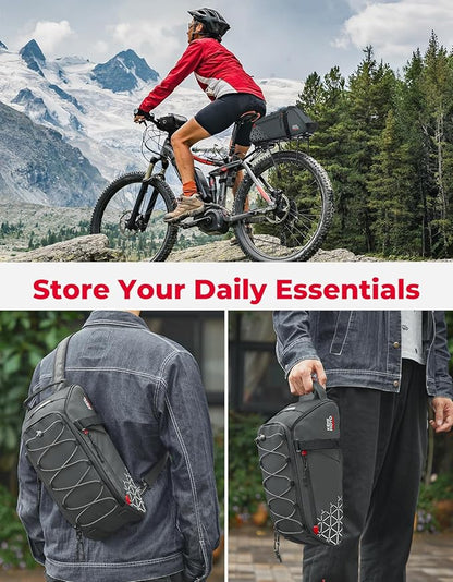 KEMIMOTO Rear Bike Rack Bag - 8L PVC Water Resistant Ebike Bags for Bicycle Rear Rack, Bicycle Trunk Pannier for Commuter Travel Shopping and Cycling (Grey)