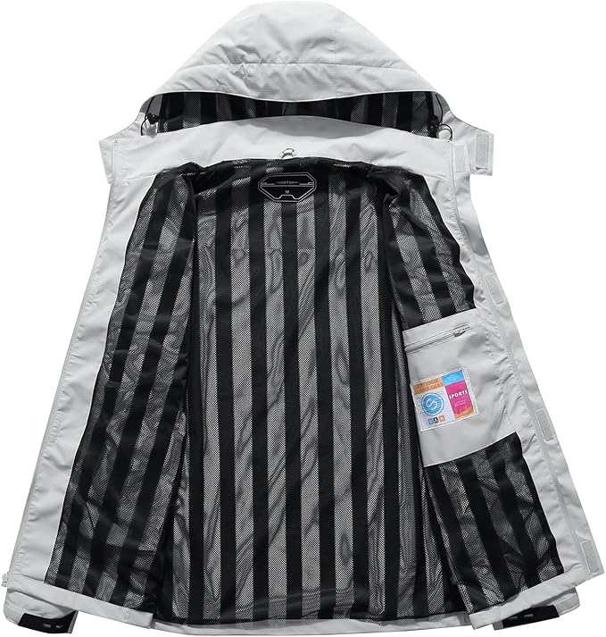 OTU Men's Lightweight Waterproof Hooded Rain Jacket Outdoor Raincoat Shell Jacket for Hiking Travel