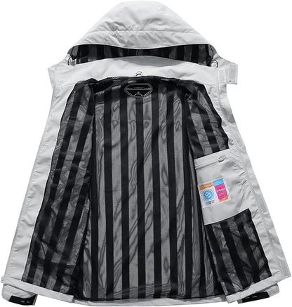 OTU Men's Lightweight Waterproof Hooded Rain Jacket Outdoor Raincoat Shell Jacket for Hiking Travel