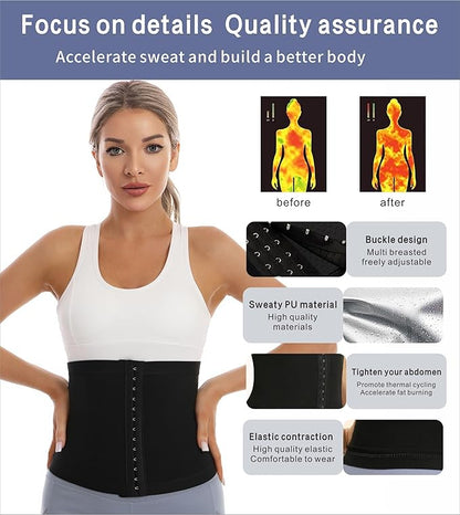 Sauna Suit Waist Trainer for Women,Sweat Waist Trimmer Belt Heat Trapping Weight Loss Shapewear for Women Belly Fat