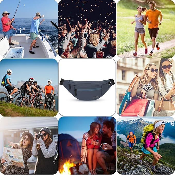 MAXTOP Large Crossbody Fanny Pack with 4-Zipper Pockets,Gifts for Enjoy Sports Festival Workout Traveling Running Casual Hands-Free Wallets Waist Pack Phone Bag Carrying All Phones
