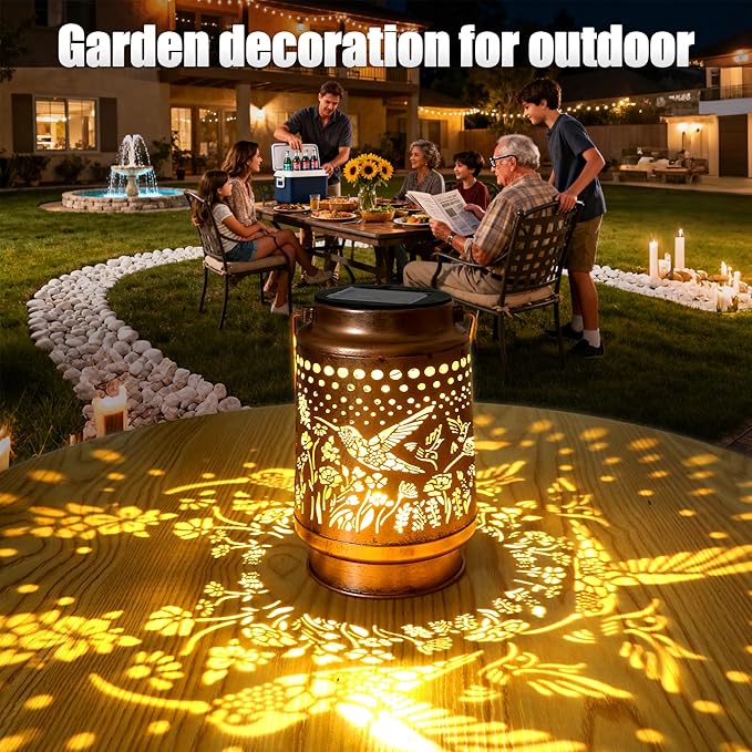 Hummingbird Solar Lantern - Waterproof Hanging Lantern for Outside-Outdoor Decorative Solar Lanterns for Garden, Patio, Backyard, and Porch Perfect Gifts for Women
