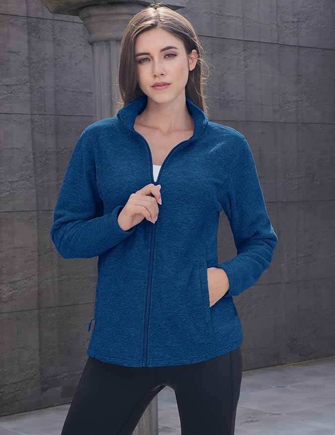 MAGCOMSEN Fleece Jacket Women Zip UP Lightweight Soft Polar Warm Winter Jackets for Women with Pockets Outdoor Hiking