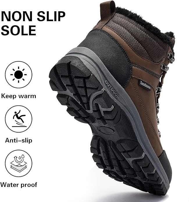 Lamincoa Mens Snow Boots Water Resistant Hiking Boots for Men Non-slip Winter Outdoor Warm Comfort Camping Backpacking Shoe