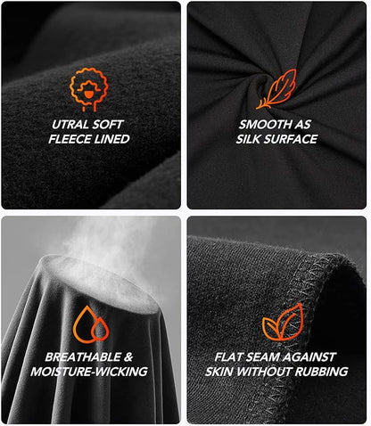 Mens Thermal Underwear Set with Lightweight Ultra Soft Fleece Lined,Long John Set, Skiing Base Layer