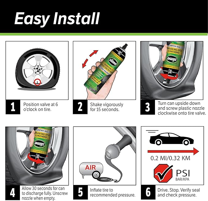 Slime 50166 Flat Tire Puncture Repair, Smart Spair Plus, Emergency Kit for Car Tires, Includes Sealant and Tire Inflator Pump, Suitable forTruck/SUV, 18 Min Fix