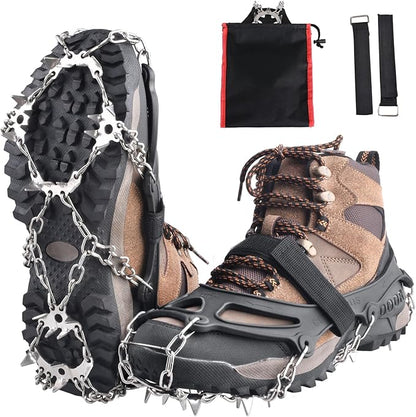 TRIWONDER Crampons for Boots Shoes Traction Ice Cleats Snow Grips Anti Slip Stainless Steel Micro Spikes for Hiking Fishing Walking Climbing Jogging Mountaineering