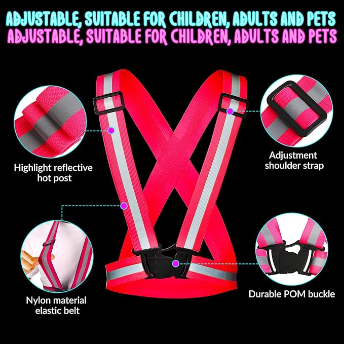 Macarrie 15 Pcs High Visible Reflective Running Vest Adjustable Reflective Safety Vest Elastic Safety Straps Gear for Walking at Night for Night Running Outdoor Dog Adults