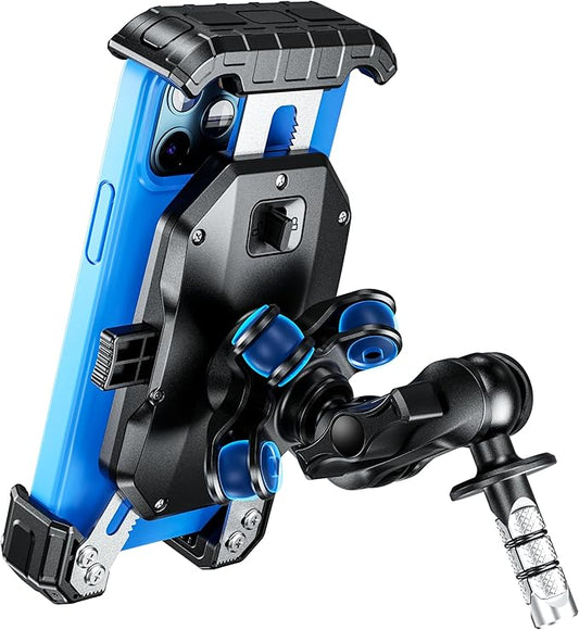 Kewig Motorcycle Fork Stem Phone Mount Holer with Vibration Dampener, [No Scratches Camera] Anti-Theft Motorcycle Cell Phone Holder, Fits for Fork Stem Tubes 12-25.4mm in Diameter, for 5.5-7.2" Phone