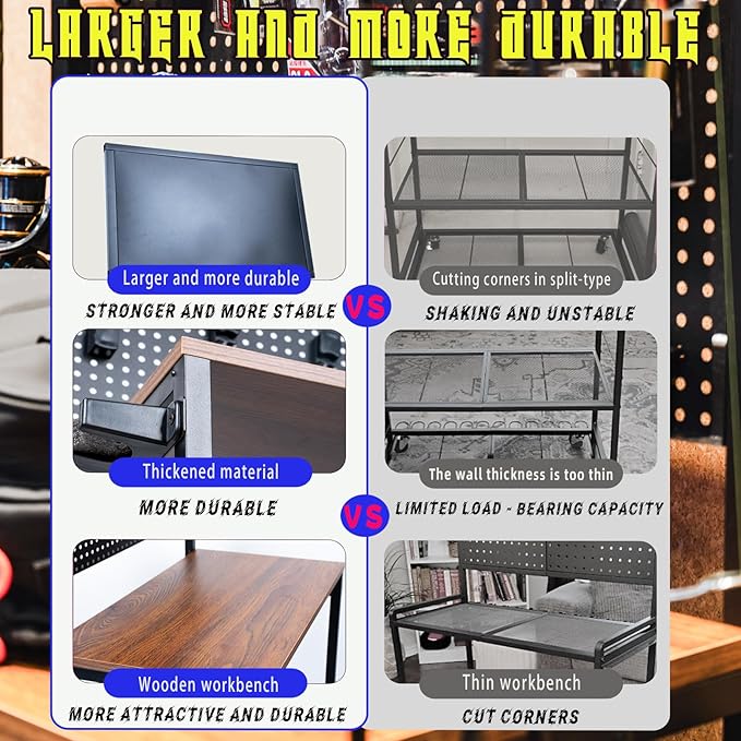 Fishing Rod Holders for Garage 3-Tier, Integrated structure extremely stable, Gear Storage for Up to 12 Rods with Hooks & Wheels, for Rod, Box, Reel Storage (6 hooks 6 reel rack 1 trays 4 wheels)