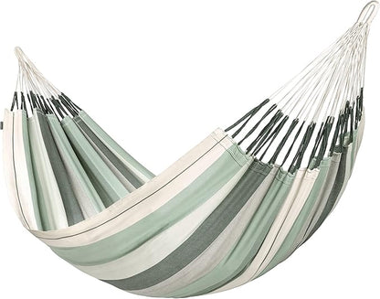 LA SIESTA® Modesta Organic Cotton Hammock & Tree Mount Kit, Beams & Posts Hammock Straps - Indoor Outdoor Hammock Swing, Portable Hammock for Outside Patio Bed - 2 Person Hammock, XL King, Olive
