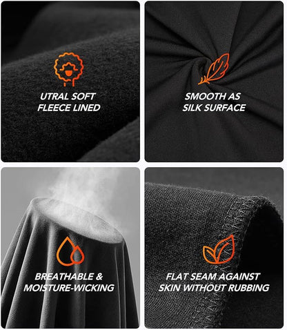 Mens Thermal Underwear Set with Lightweight Ultra Soft Fleece Lined,Long John Set, Skiing Base Layer