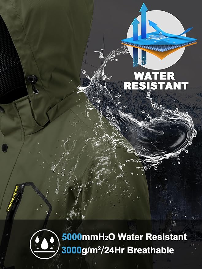 MAGCOMSEN Men's Lightweight Windbreaker Rain Jacket Raincoat with Detachable Hood for Hiking Fishing Activewear