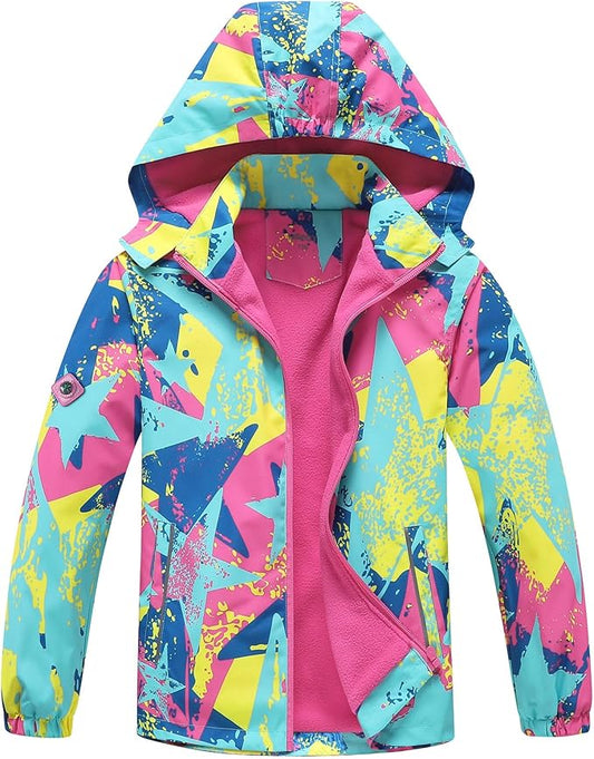 MGEOY Boys Girls Rain Jackets Lightweight Waterproof Hooded Raincoats Windbreakers for Kids 4-14Y