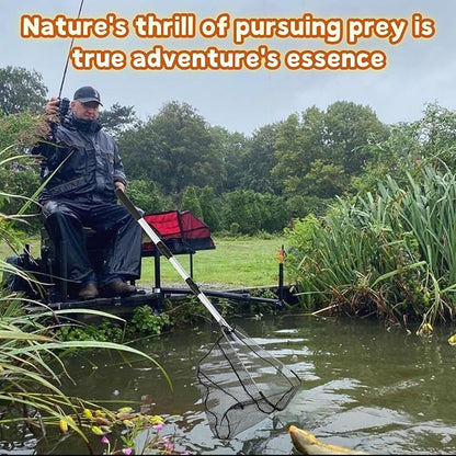Folding Kayak Fishing Net with Aluminum Alloy Frame Rubber-Coated Nylon Net for Small Fishing Net Fishing Landing Net for Non-Slip Gloves Storage Bag