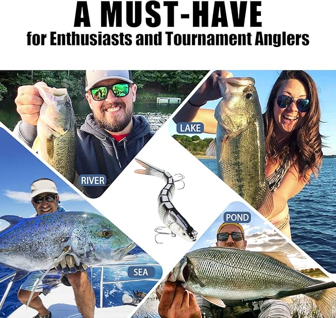 TRUSCEND Easy Catch Swimmax, Magic Noisy Turbulent Wiggling and Vibrating Actions for More Bites, Segmented Swimbait Jointed by Dyneema Strongest Fiber, Lifelike Fishing Lures for Relax Family Fishing