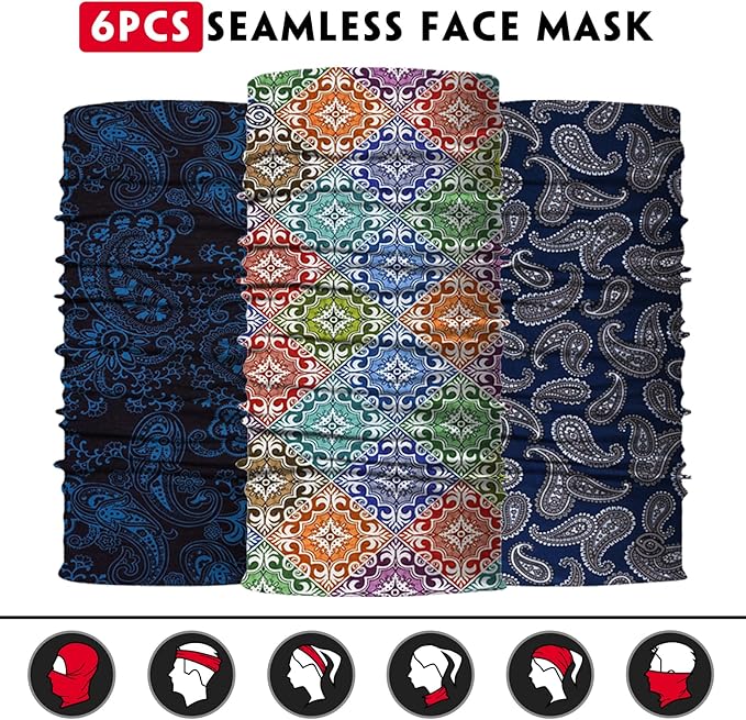 Neck Gaiter for Men Women Headwear Bandana Head Wrap Face Scarf Mask Cover Warmer Balaclava-Seamless & Versatile