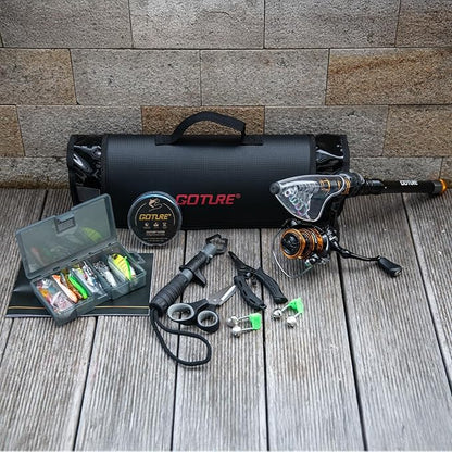 Goture Fishing Rod and Reel Combos,1.8M-2.7M Telescopic Fishing Pole Spinning Reel Line Lures Set with Carrier Bag,Telescopic Rod Kit for Starter Travel Saltwater Freshwater Gear Gift