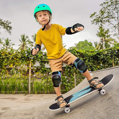 Skateboard Pads Kids/Youth/Adult Shield Elbow Pads and Wrist Guards Protective Gear,Strong Double Straps&Adjustable Easy-Fix Clips for Skateboarding,Rollerblading,ScooterRoller,Skating,Bicycle
