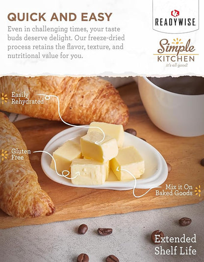 Simple Kitchen Freeze Dried Butter Powder - 204 Servings for Family Meal Prep, Gluten Free & Dehydrated Survival Just Add Water Canned Food, for Camping Meals, Backpacking & Hiking, #10 Can Package