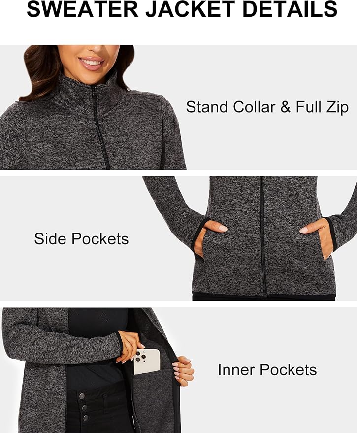 COZZYON Women Fleece Zip Up Jacket Light Sweater Jacket