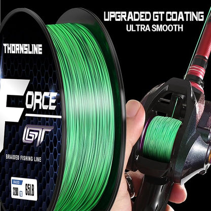 ThonrsLine Force Braided Fishing Line - Incredible Abrasion Resistant Braided Lines for Saltwater or Freshwater - Camo Design Braid for Extra Visibility