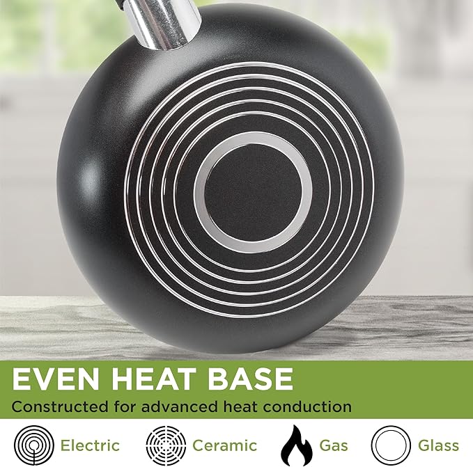 Ecolution Easy Clean Ceramic Nonstick Cookware Set, Dishwasher Safe Kitchen Pots and Pans Set, Comfort Grip Handle, Even Heating, Ultimate Food Release, 26-Piece, Black