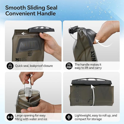 MARCHWAY Lightweight TPU Hydration Bladder 2L/3L for Hydration Packs, Slide-Seal Wide Mouth Water Reservoir Bag with Carry Handle for Hiking, Cycling, Running, Camping, Travel