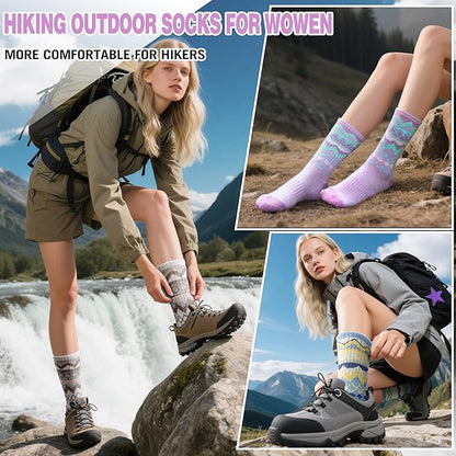 EBMORE Womens Merino Wool Hiking Socks Thermal Warm Winter Crew Cushion Work Boot Outdoor Socks 5 Pairs