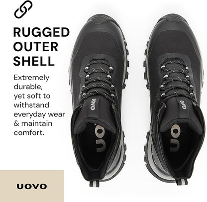 UOVO Men's Waterproof Hiking Boots – All-Season Non-Slip Outdoor Work & Trail Footwear