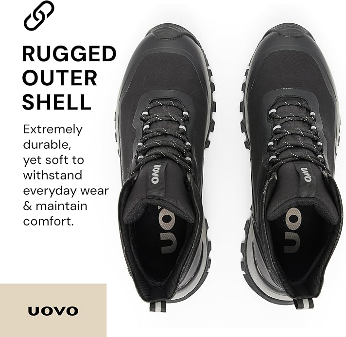UOVO Men's Waterproof Hiking Boots – All-Season Non-Slip Outdoor Work & Trail Footwear