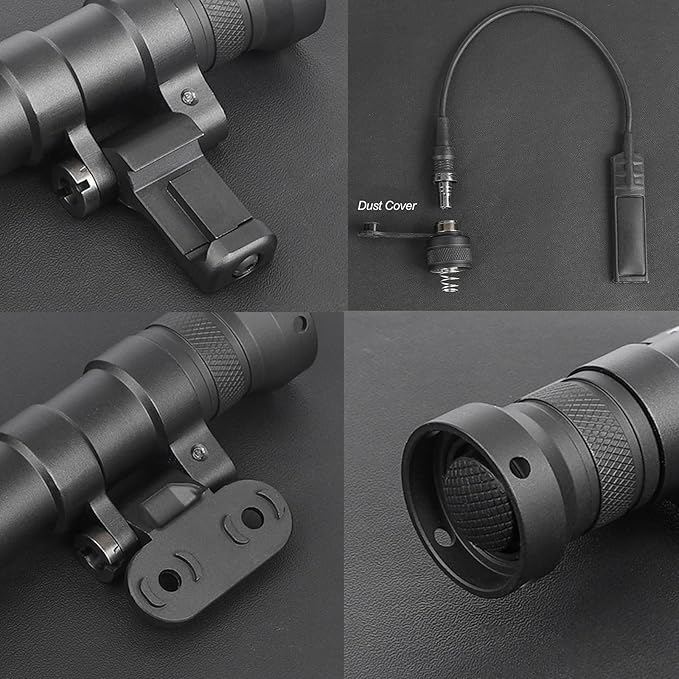 NOBUHIRO M340A 540 Lumens Tactical Flashlight, with Replaceable Mounting Rotating Base, Suitable for 20mm Picatinny & Mlok/Keymod Rail, Include with Remote Pressure & Push Button Switch