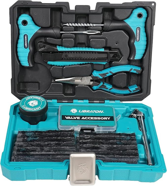 Libraton Tire Repair Kit, 78PCS Tire Plug Kit Heavy Duty Professional Repair Tools to Fix Punctures and Plug Patch Flats, Tubeless Tire Patch Kit for Car, Motorcycle, ATV, SUV, Truck, Tractor, Trailer