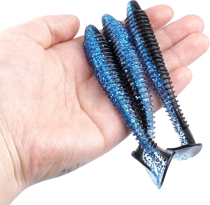 RUNCL Swimbaits Paddle 10/20/30/40PCS, 5/4/3/2 Inchs Paddle Tail, Soft Lure for Trout Crappie Bass, Durable Plastic Bait Swimmer for Saltwater/Freshwater, Fishing Lover's Gift