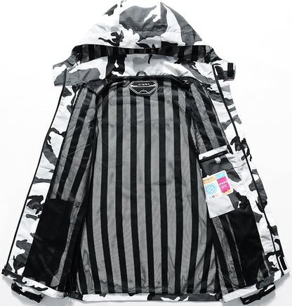 Outdoor Men's Waterproof Raincoat Windbreaker Lightweight Rain Jacket with Detachable Hood