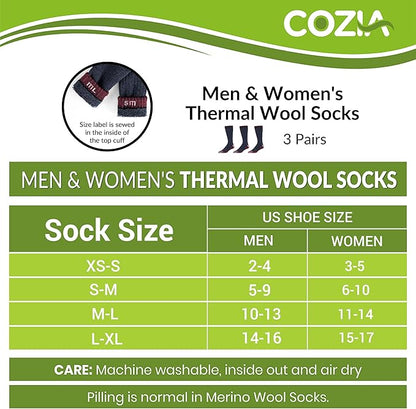 Merino Wool Socks Casual Warm Socks for Winter Cozy Boot Socks for Men & Women