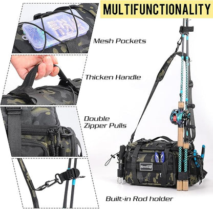 Sougayilang Fishing Tackle Bags - Fishing Tackle Storage Bags for Saltwater or Freshwater Fishing Gear - Padded Shoulder Strap - Tackle Box Bag Fishing Bag(Green)