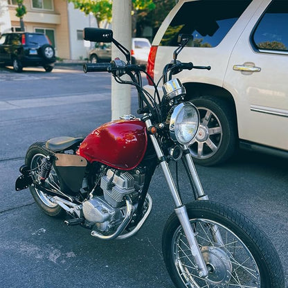 Devilmotor Black Rectangle Motorcycle Bobber Mirrors for Cruiser Chopper with Smoke Blue 8mm-10mm (Black)