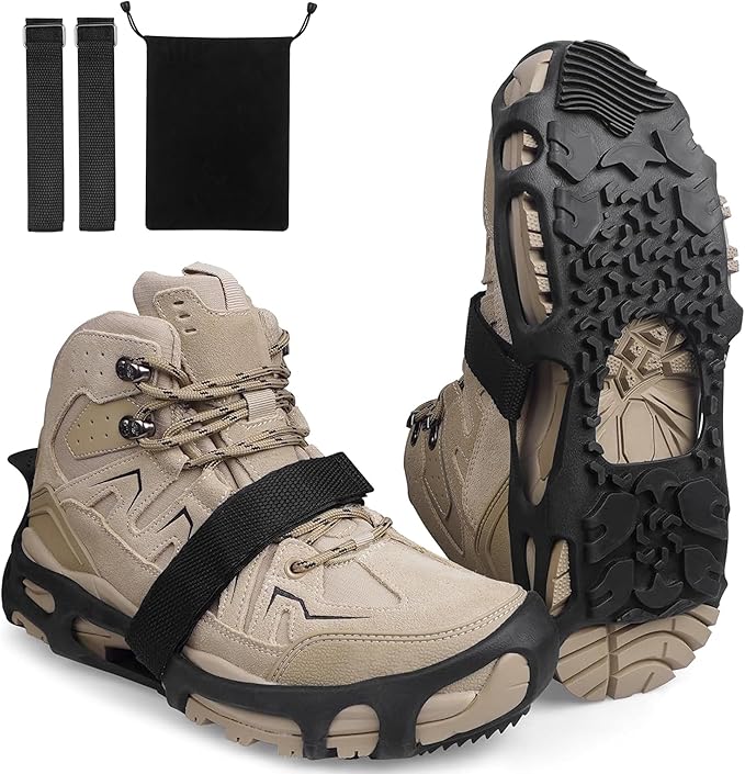 Spikeless Ice Cleats,Anti-Slip Snow Winter Traction Grips Crampoms for Slick Wet Surface Indoor Outdoor Use Ice Shoes Grippers Rubber Tread Overshoes