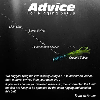 Crappie Lures Tube Lures Jigs Heads Worms Swimbaits Kit, 165, 124, 50 Pcs Pre-Rigged Crappie Jigs Tube Hooks Soft Plastic Grub Worms Baits for Bass Trout Freshwater Saltwater Fishing