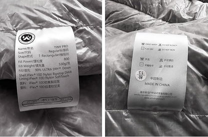 Tiny PRO Series 10D Lightweight 800FP Wearable Down Sleeping Bag Quilt for Backpacking Camping Adult Outdoor Travel Sleeping Bag